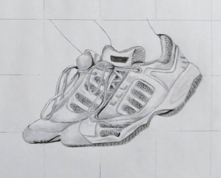 How to Draw Tennis Shoes Using a Grid Let's Draw People